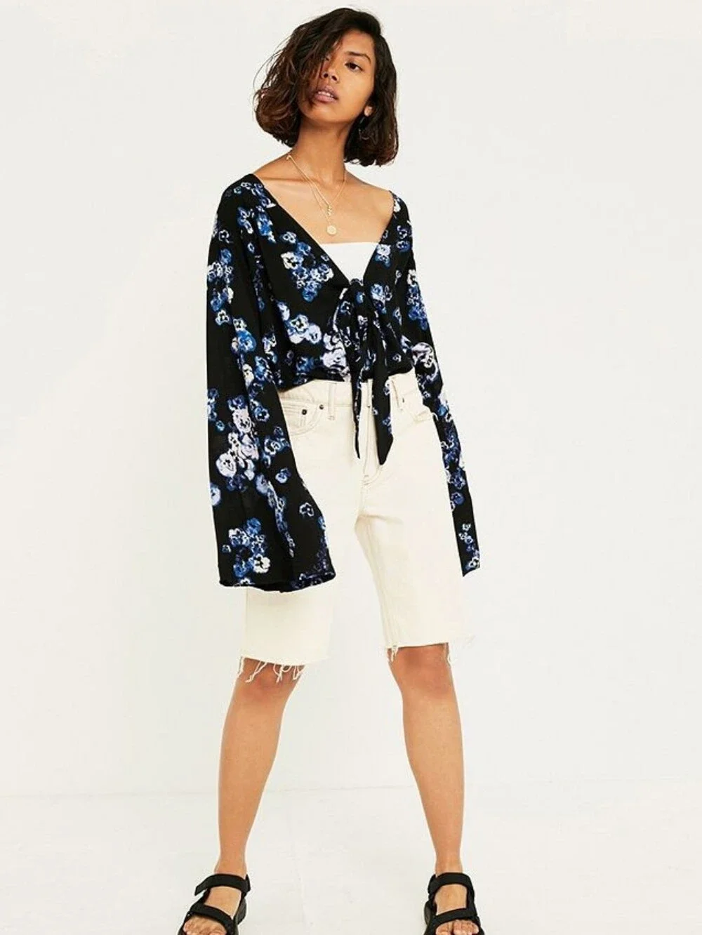 Free People Intimately Fourties Feels floral bell sleeve lace panty bodysuit